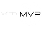 White and black Web MVP Logo, transparent background.